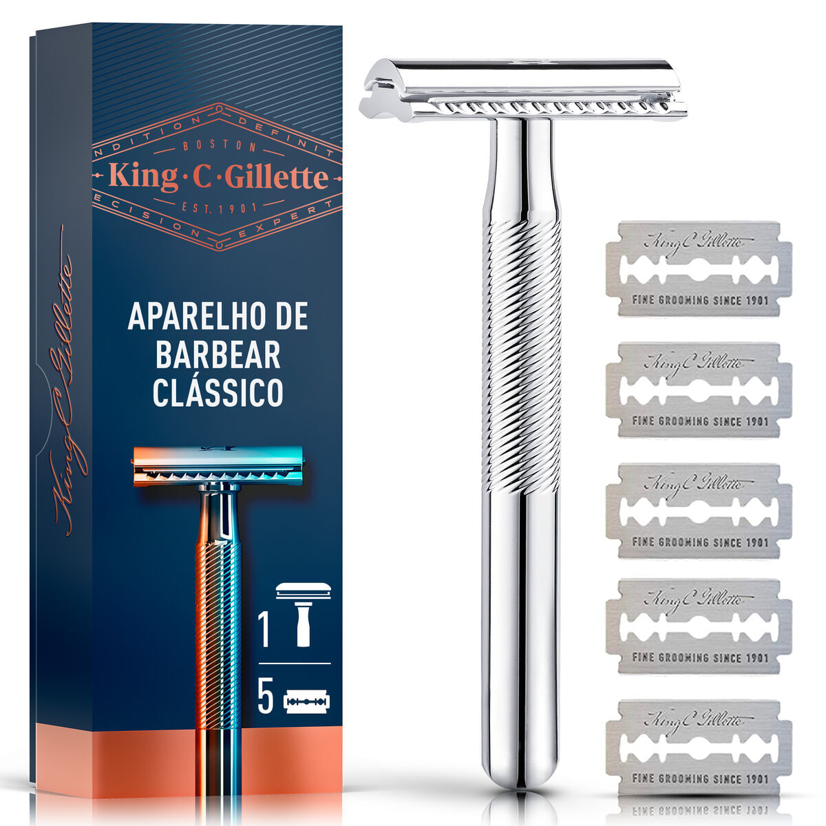 King C GILLETTE Aparelho de barbear clássico lâminas duplo fio