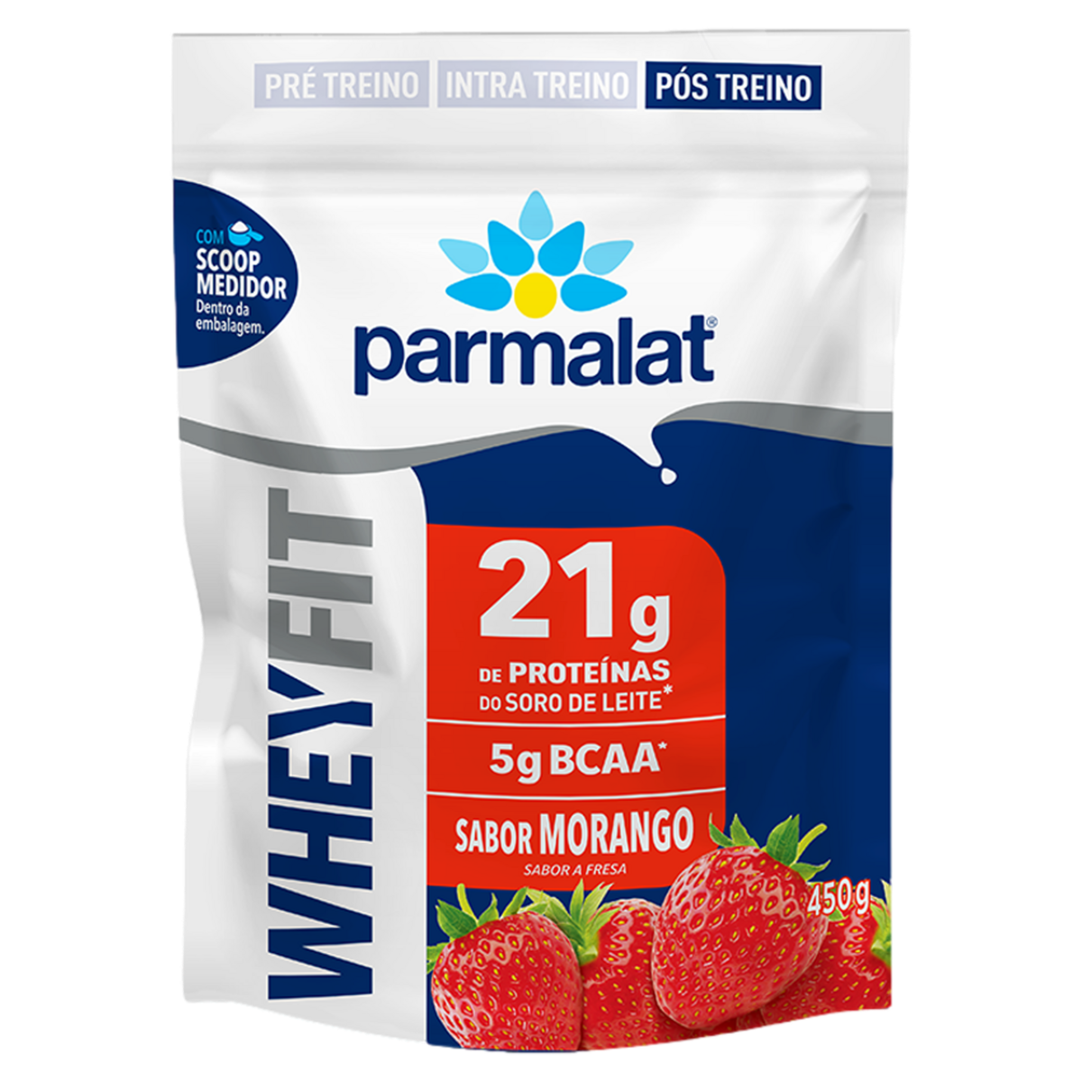 Whey Pó Morango Parmalat Fit Pacote 450g