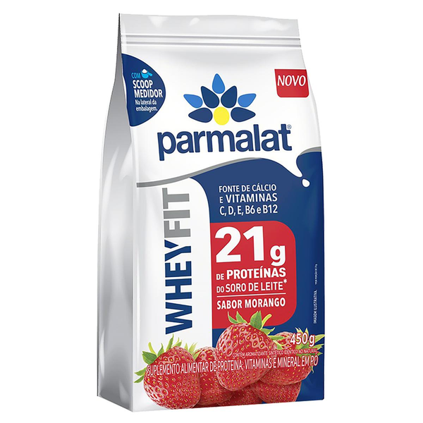 Whey Pó Morango Parmalat Fit Pacote 450g