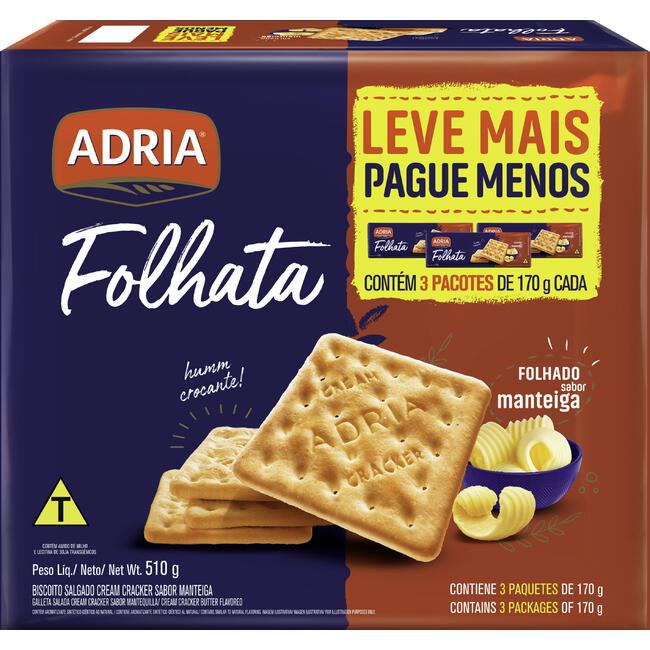 Biscoito Adria Cracker Folhata 510g