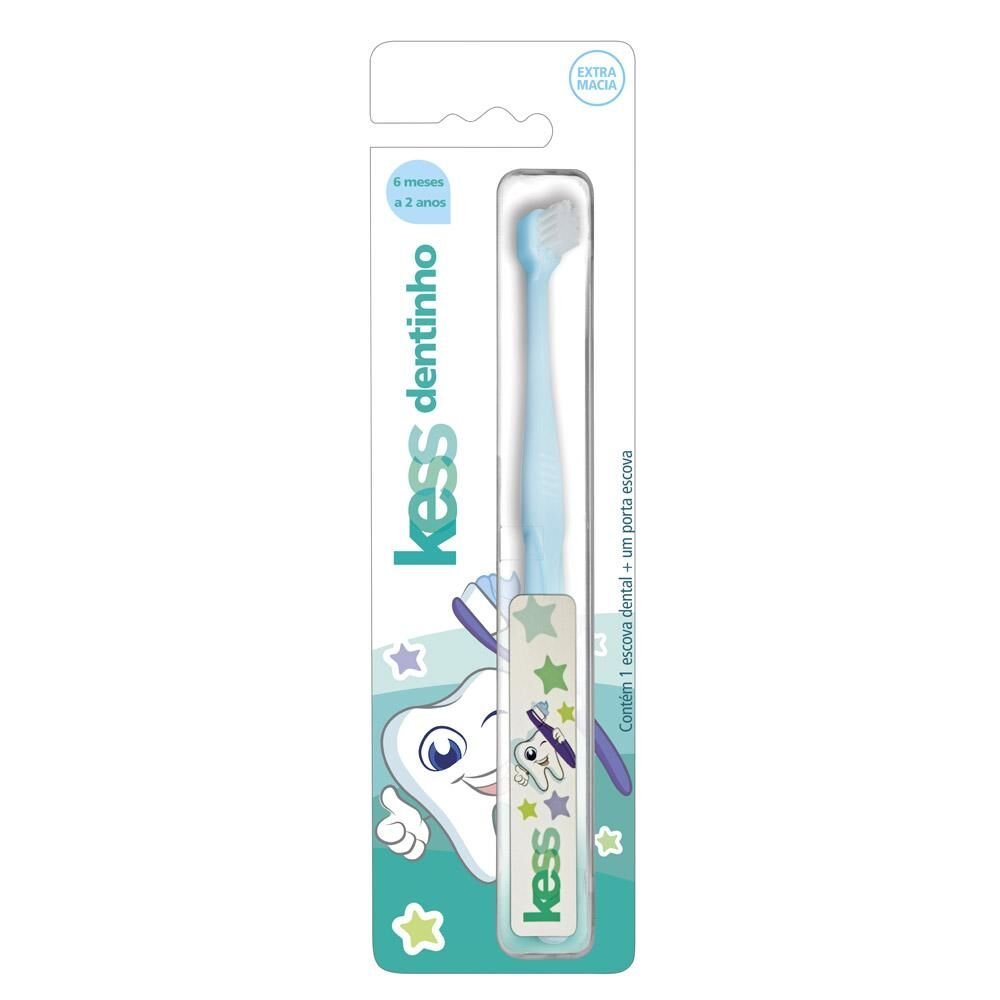 Escova Dental KESS Dentinho com Porta Escova 6 meses a 2 anos