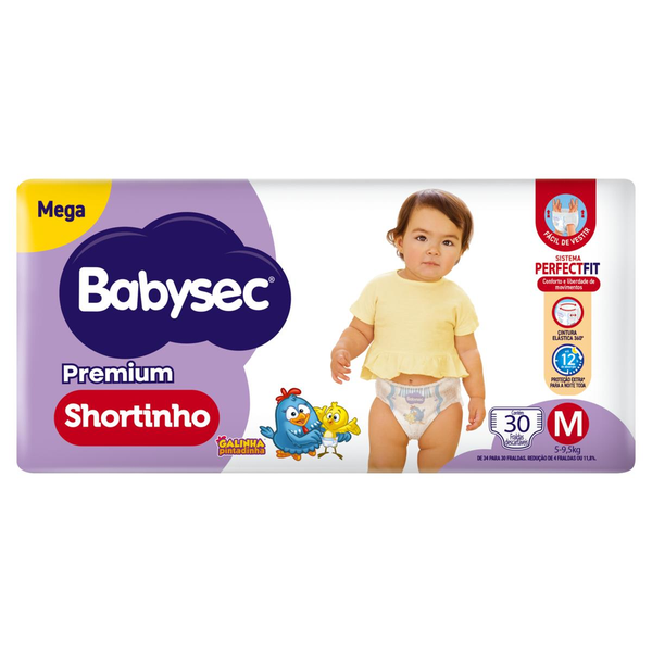 Fralda Descartável Shortinho Babysec Premium M Megapacote 34 Unidades