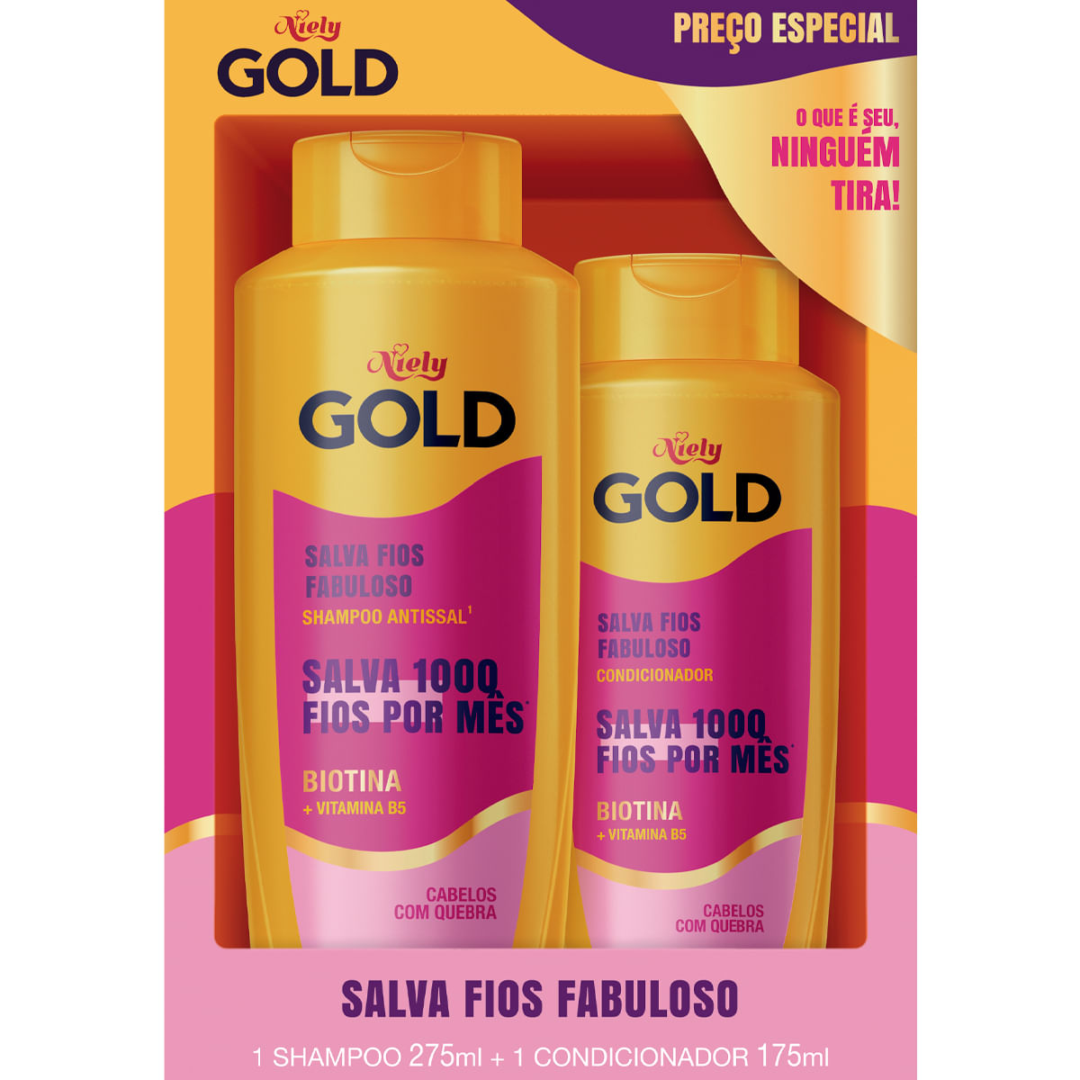 Kit NIELY GOLD Salva Fios Fabuloso Shampoo 275ml + Condicionador 175ml Preço Especial