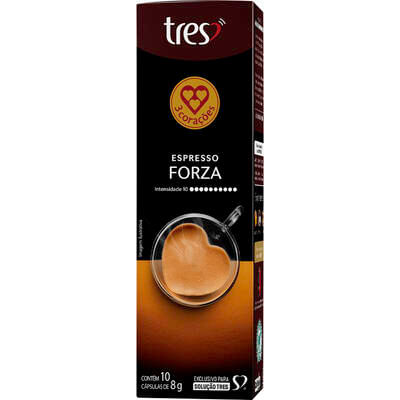 Capsula TRES Café Espresso Forza 3 Corações 10 unid