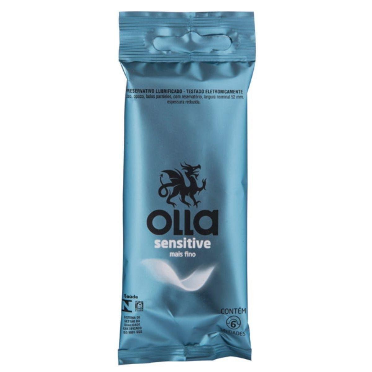 Preservativo Masculino Lubrificado Sensitive Olla Pacote 6 Unidades
