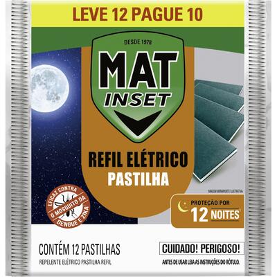 Repelente Pastilha Elétrico Mat Inset Pacote Leve 12 Pague 10 Unidades Refil