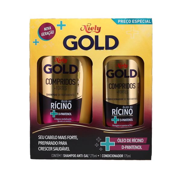 Conjunto Niely Gold 275ml - Shampoo + 175ml - Condicionador - Compridos + Fortes