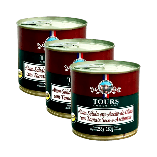 Kit 3x: Atum Sólido Em Azeite/tomate Seco/azeitona Tours255g