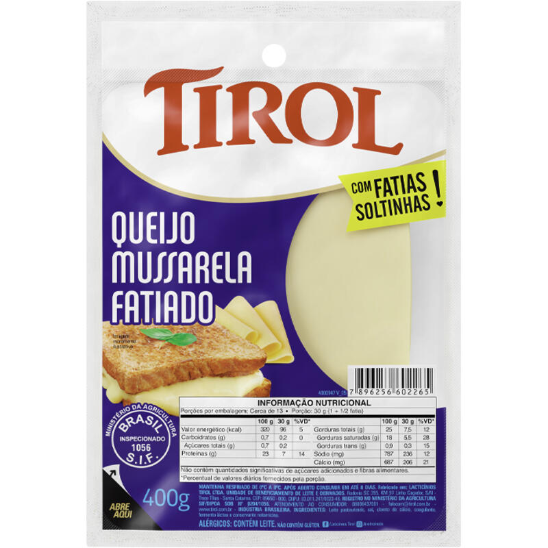 Queijo Mussarela Tirol Fatiado 400g