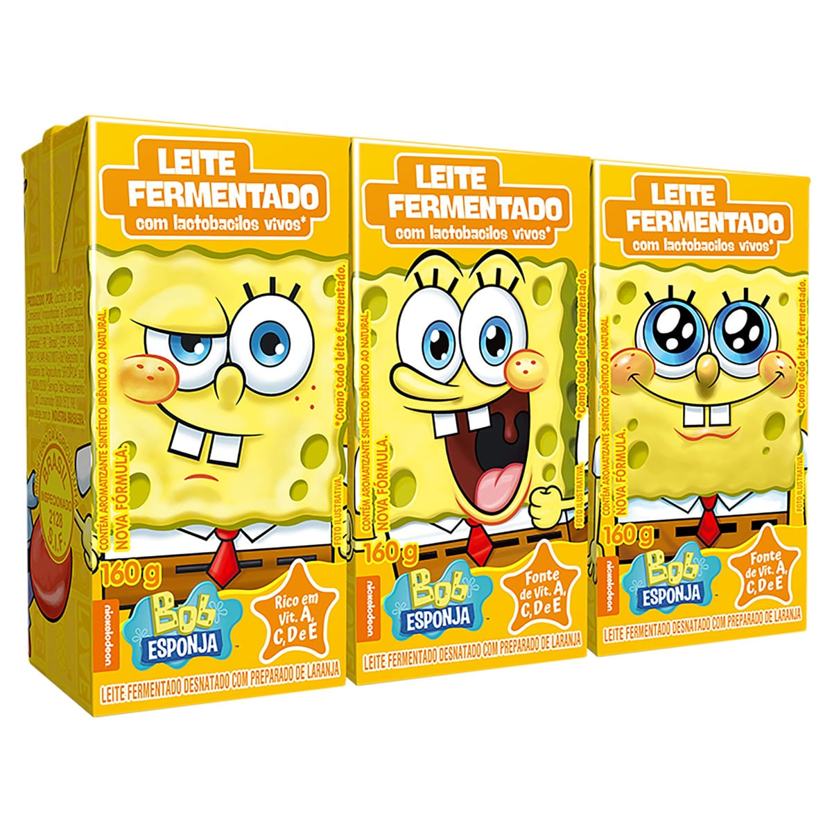 Leite Fermentado ELEGE Bob Esponja Tradicional Com 3 Unidades 480g