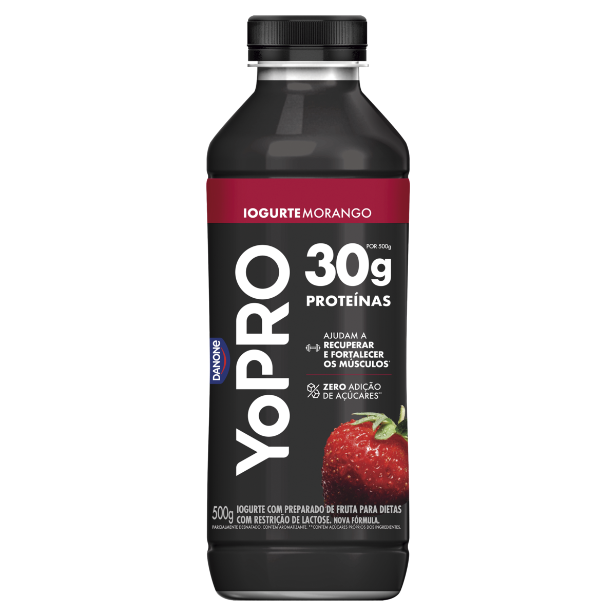 Iogurte DANONE Yopro Morango Zero Lactose e Zero Adição de Açucares 500g