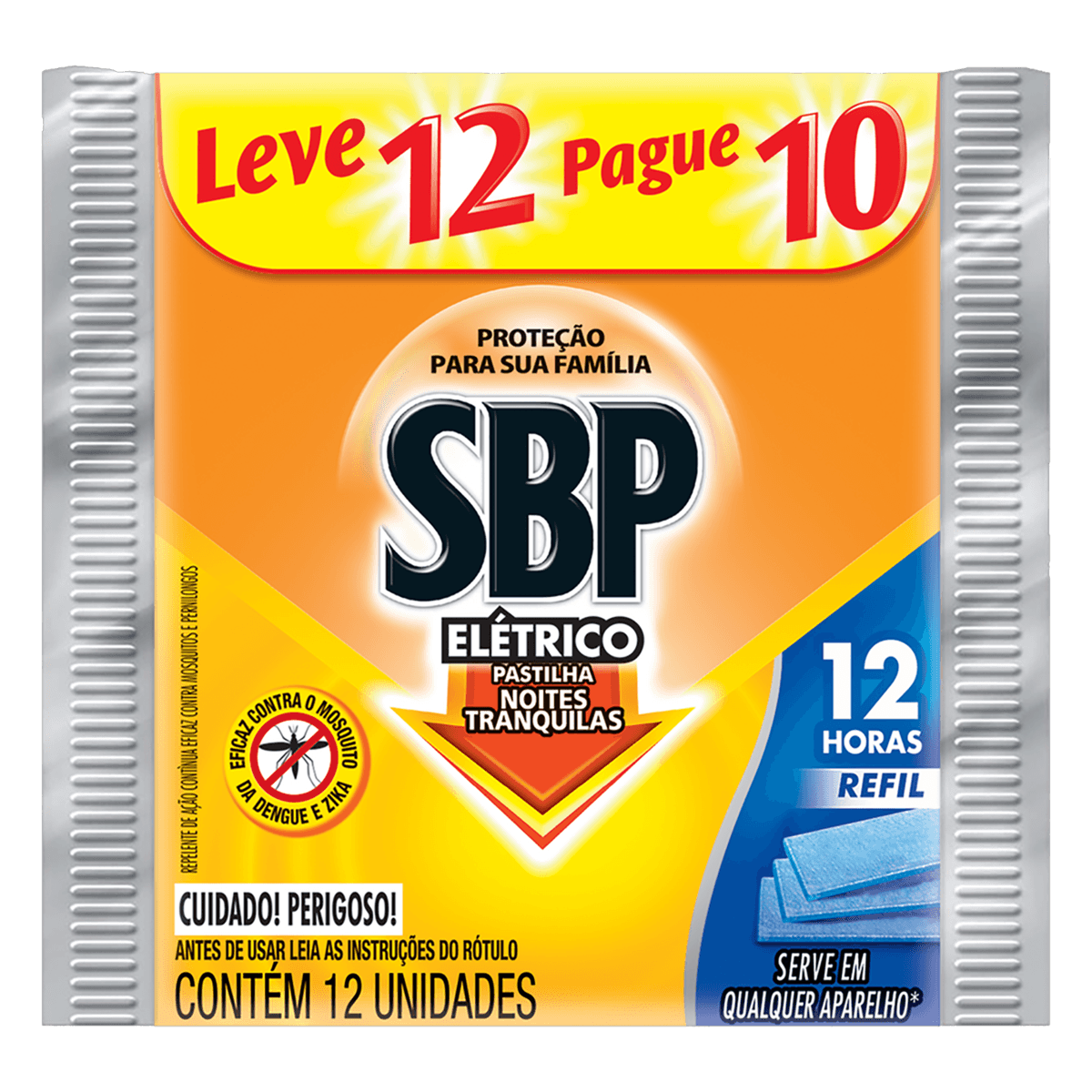 Repelente Elétrico SBP Pastilha Refil 12 Horas Leve 12 unidades Pague 10