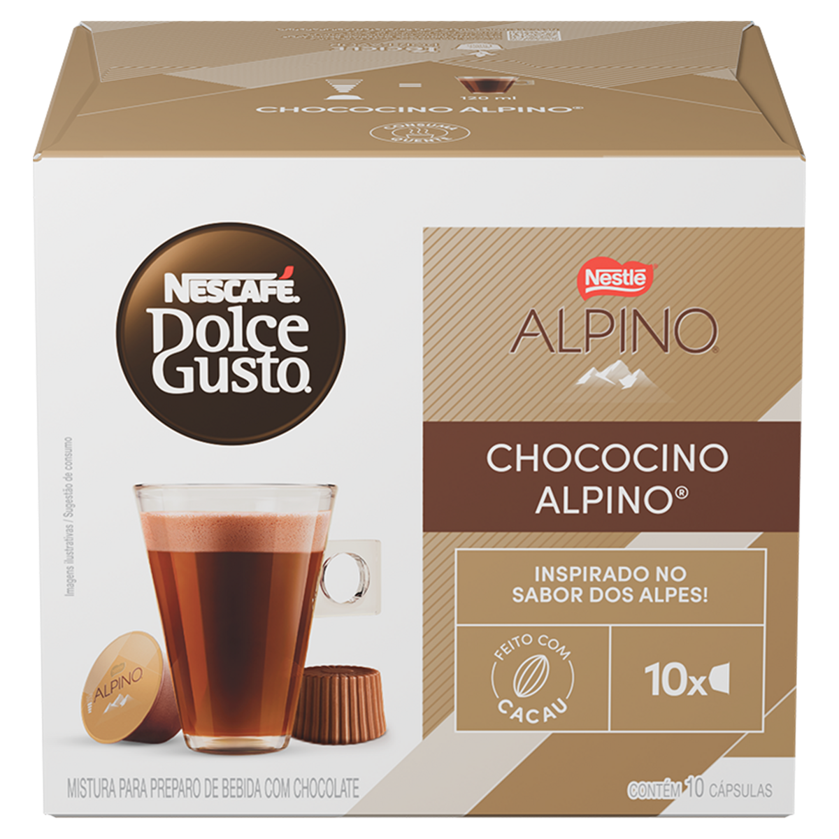 Chococino em Cápsula Alpino Nescafé Dolce Gusto Caixa 178g 10 Unidades