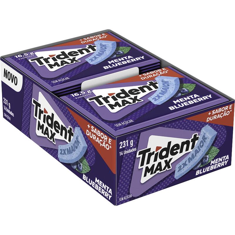 Chiclete Trident Max Menta e Blueberry 14 un