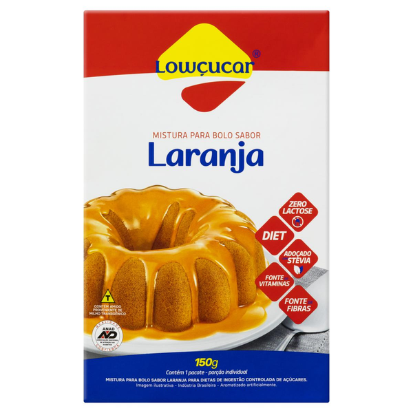 Mistura para Bolo Lowçucar 150g - Zero Açúcar - Laranja