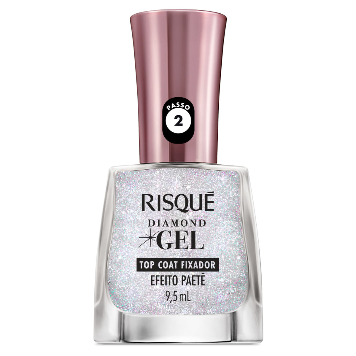 Esmalte RISQUÉ Diamond Gel Top Coat Fixador Efeito Paetê 9.5ml