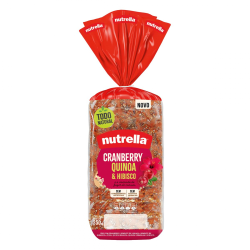 Pão Nutrella Cranberry, Quinoa e Hibisco Pacote 350g