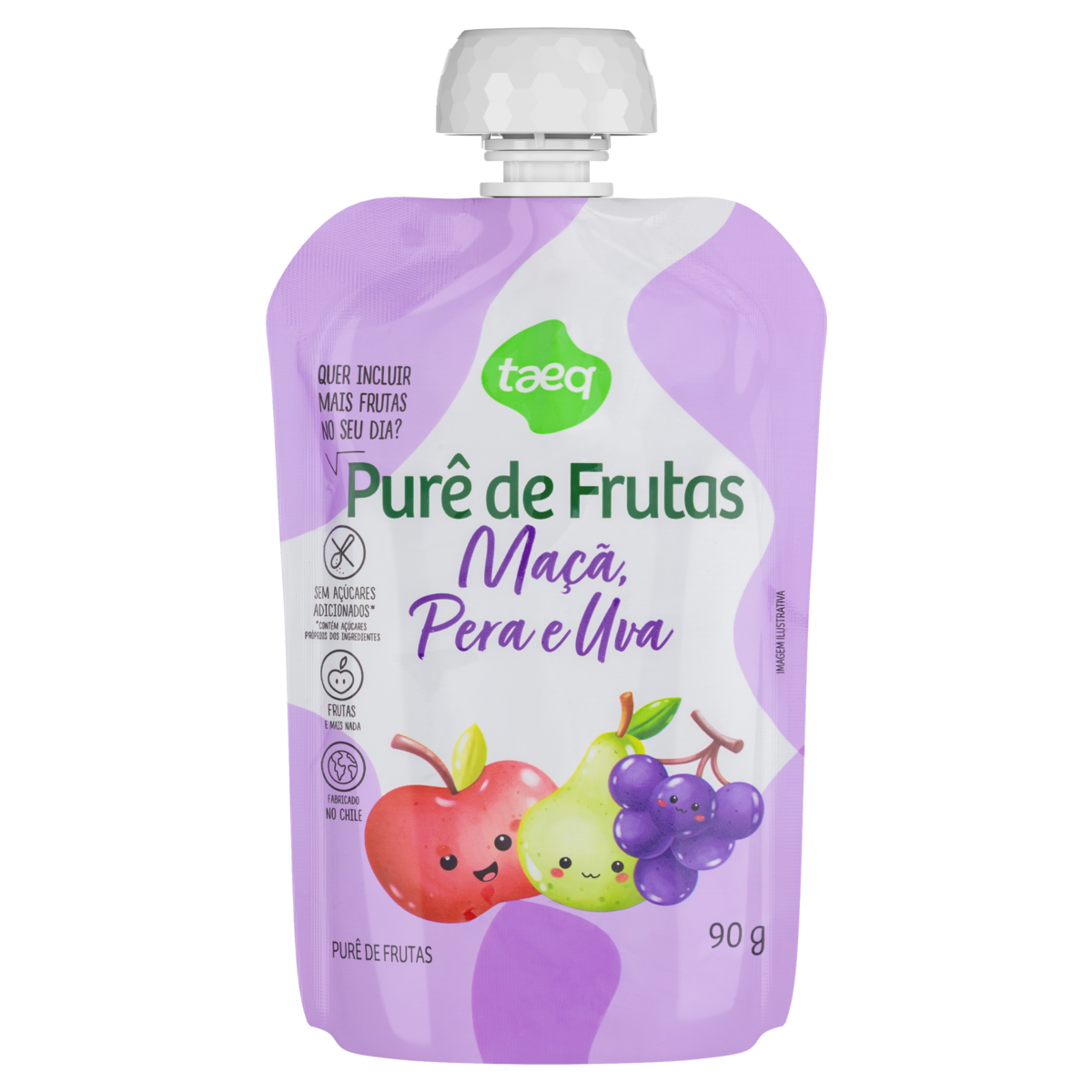 Purê de Frutas Maçã, Pera e Uva Taeq Squeeze 90g