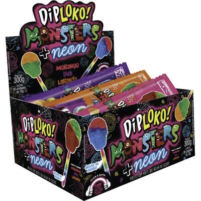 Pirulito Dip Loko Neon Caveira 30x10g