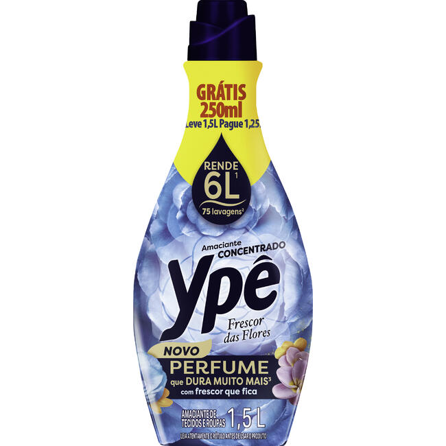 Amaciante de Roupa YPÊ Blue Concentrado 1.5L + Grátis 250ml