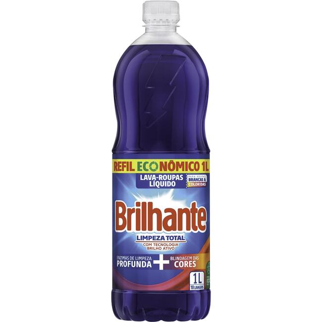 Lava Roupas Líquido Brilhante Limpeza total 1L
