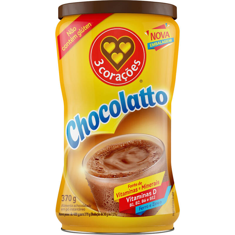 Achocolatado em Pó 3 Corações Chocolatto 370g
