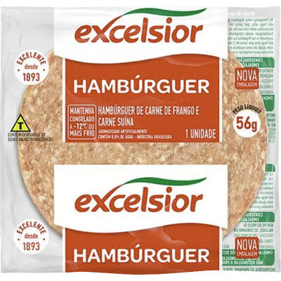 Hambúrguer Excelsior Congelado Carne de Frango e Suína 56g