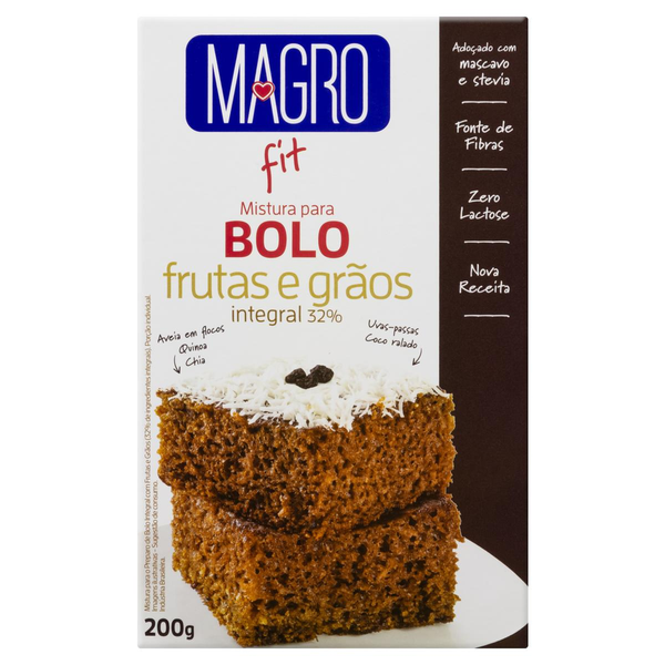 Mistura para Bolo Magro 200g - Integral - Frutas