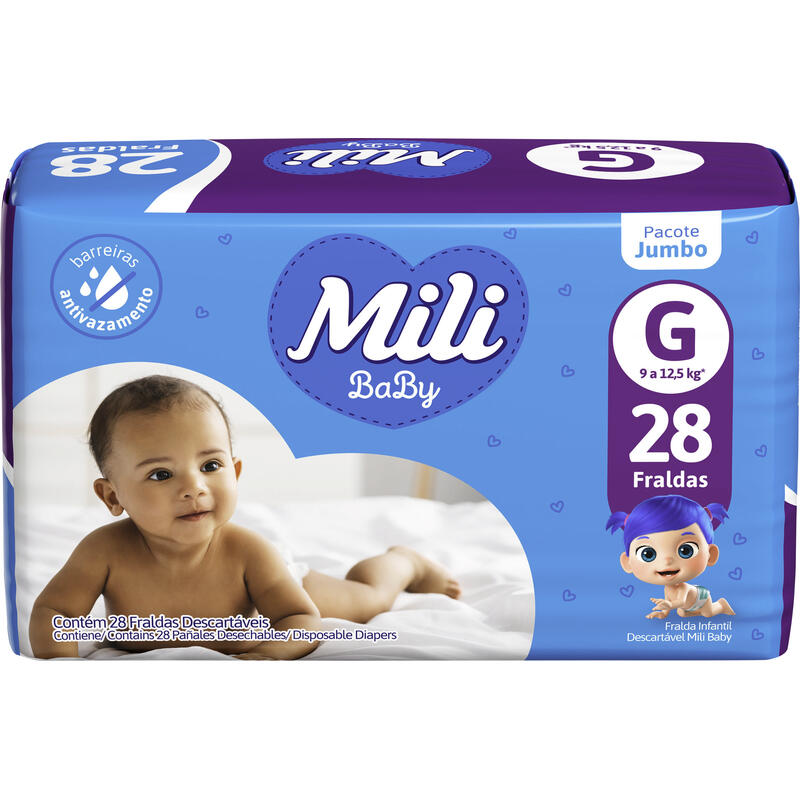 Fralda Descartável Mili Ultra Seca Jumbo - G 28 un