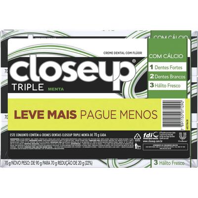 Creme Dental Closeup Triple Menta 6x70g
