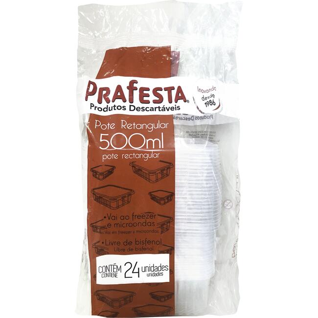 Pote Prafesta Retangular 500ml Ref. 8311 24 un