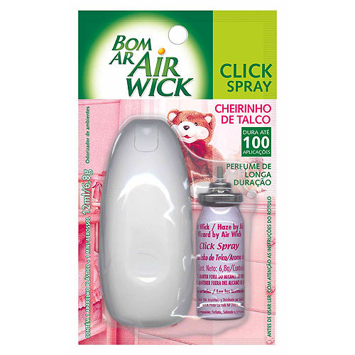 Aromatizador Bom Ar Click Spray Cheirinho de Talco Aparelho + Refil 12ml