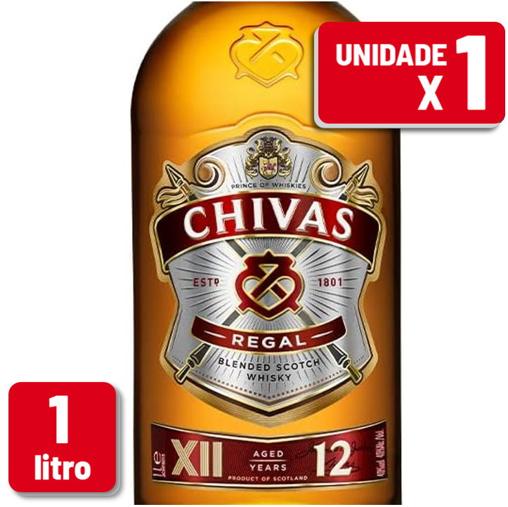 Whisky Chivas Regal 12 Anos Garrafa Vidro 1L