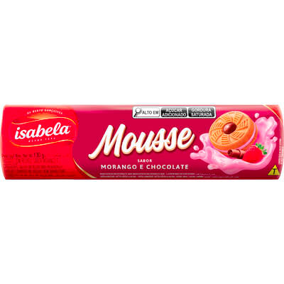 Biscoito Isabela Mousse Morango com Chocolate 130g