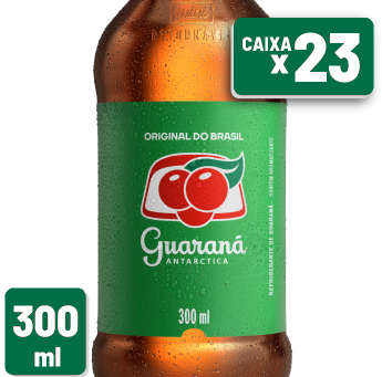 Refrigerante Guaraná Antarctica 300ml Caixa c/ 23 un (Líquido + Garrafa)