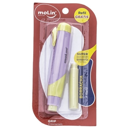 Caneta Borracha Pastel Molin C/1un+refil Grátis