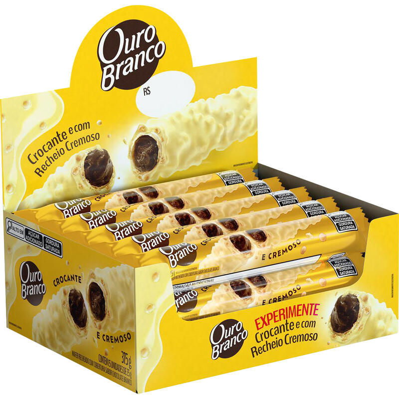 Biscoito Wafer Lacta Ouro Branco 15x25g