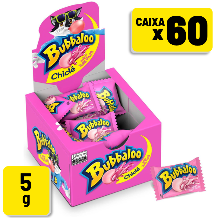Chiclete Bubbaloo Tutti-Frutti 5g Caixa c/ 60 un