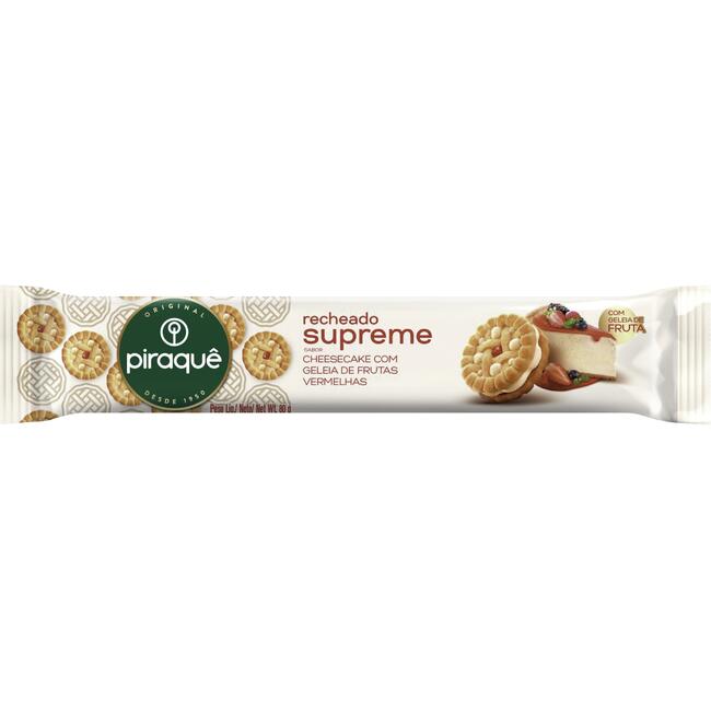 Biscoito Recheado Supreme Piraquê Frutas Vermelhas 80g