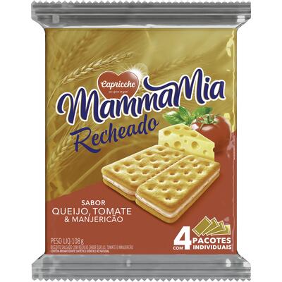 Biscoito Recheado Capricche Mamma Mia Queijo e Tomate 108g