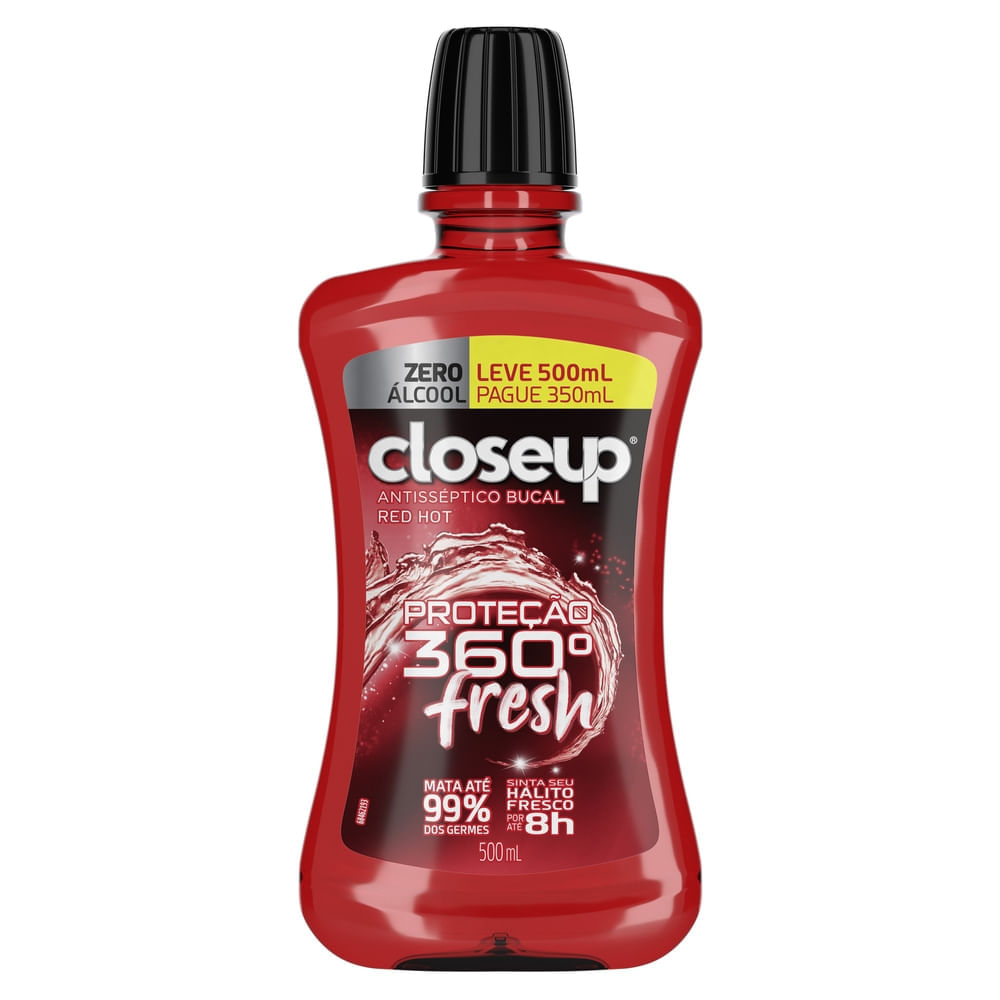 Enxaguante Bucal  Red Hot Closeup Proteção 360° Fresh 500ml