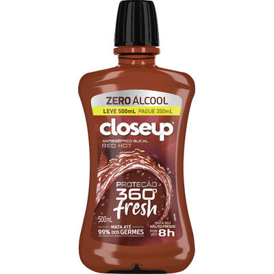 Enxaguante Bucal  Red Hot Closeup Proteção 360° Fresh 500ml