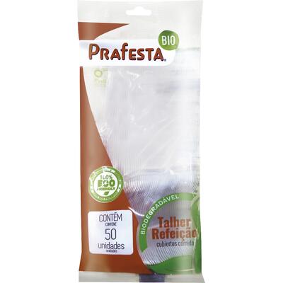 Garfo de Sobremesa Biodegradável Prafesta Cristal 50 un