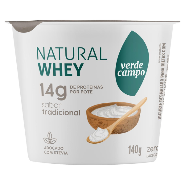 Iogurte VERDE CAMPO Natural Whey 14g de Proteína Tradicional 140 gr