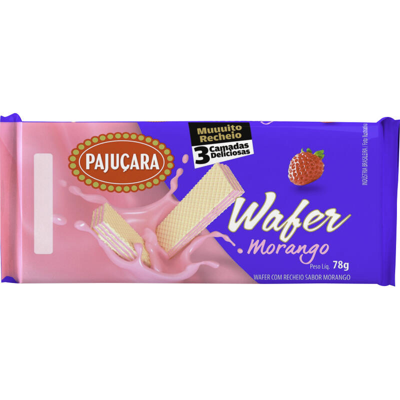 Biscoito Wafer Pajuçara Morango 78g