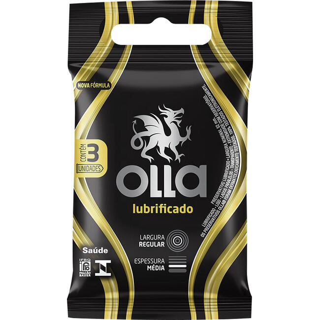 Olla Lubrificado Camisinha Preservativo - 3 Unidades