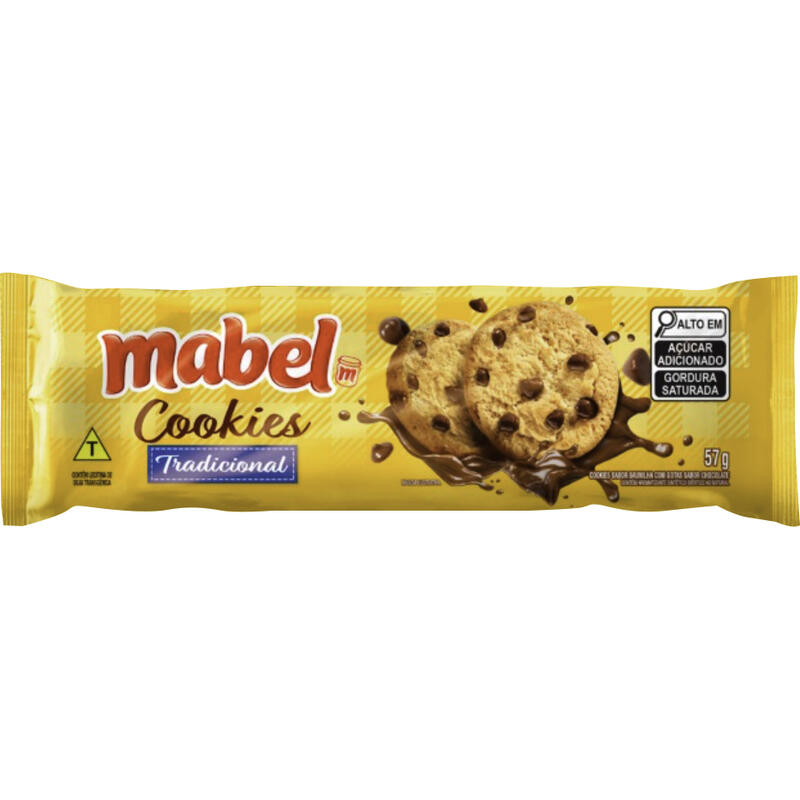 Cookie Mabel Baunilha Gotas Sabor Chocolate 57g