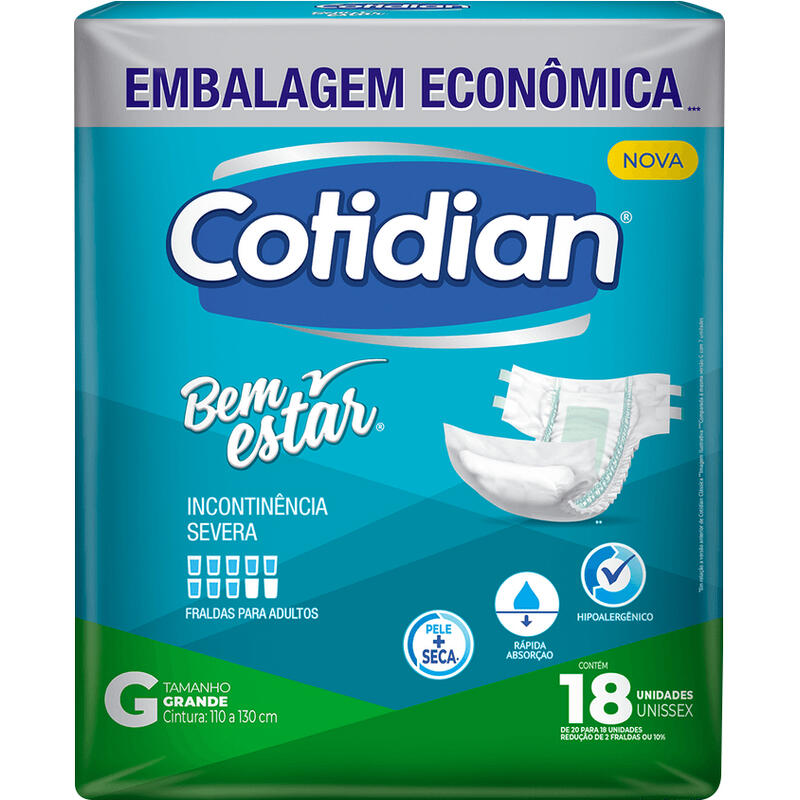 Fralda Geriátrica Cotidian Bem Estar G 18 un