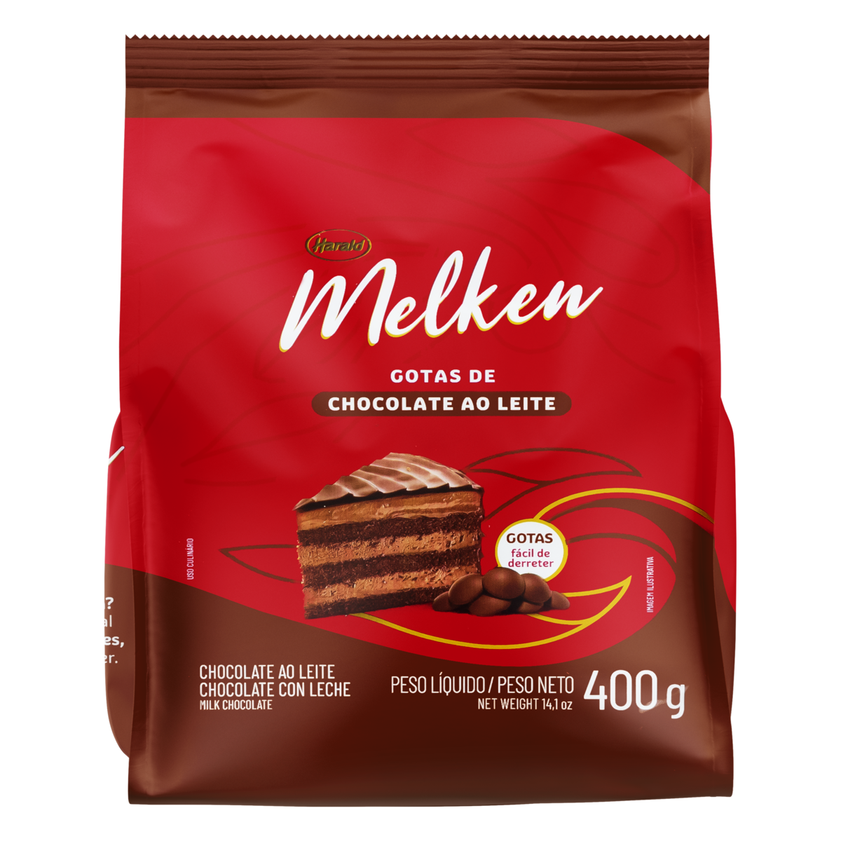 Gotas de Chocolate Melken Ao Leite 400g - Harald