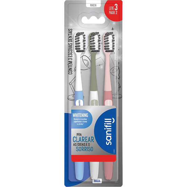 Escova Dental Sanifill Whitening - Leve 3, Pague 2 Escovas